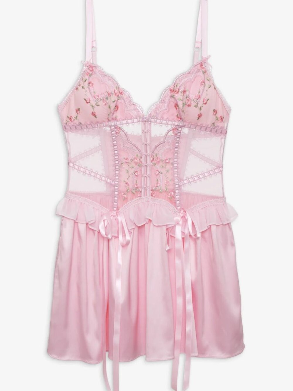 For Love & Lemons ILY Embroidery Slip Dress | Pink | Fairy | S | NWT